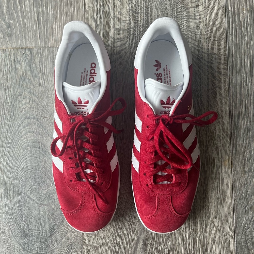 Adidas Gazelles / red suede - like new, never worn!